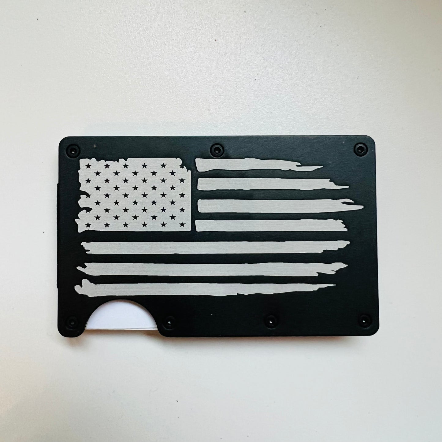 Black Metal Wallet - American Flag