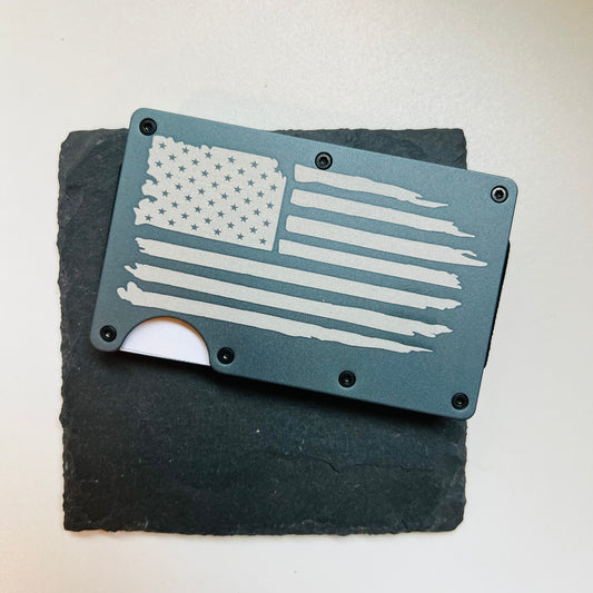 Gray Metal Wallet - American Flag