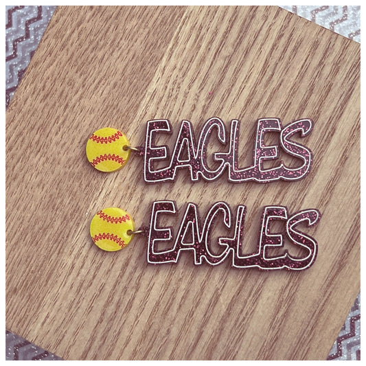 Softball Eagles Dangle - Glitter