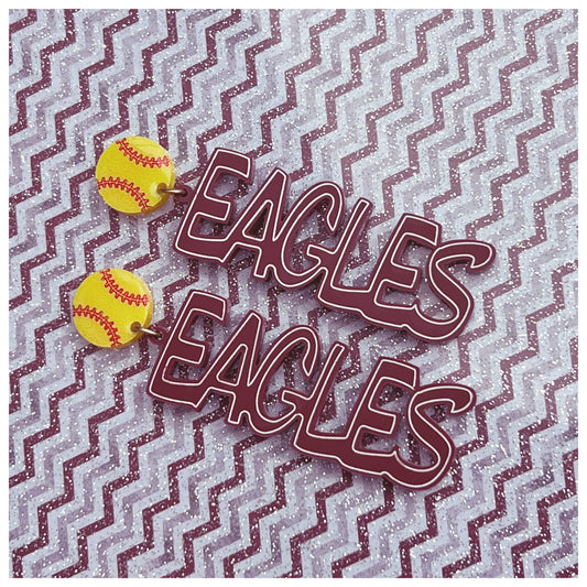 Softball Eagles Dangle - Matte